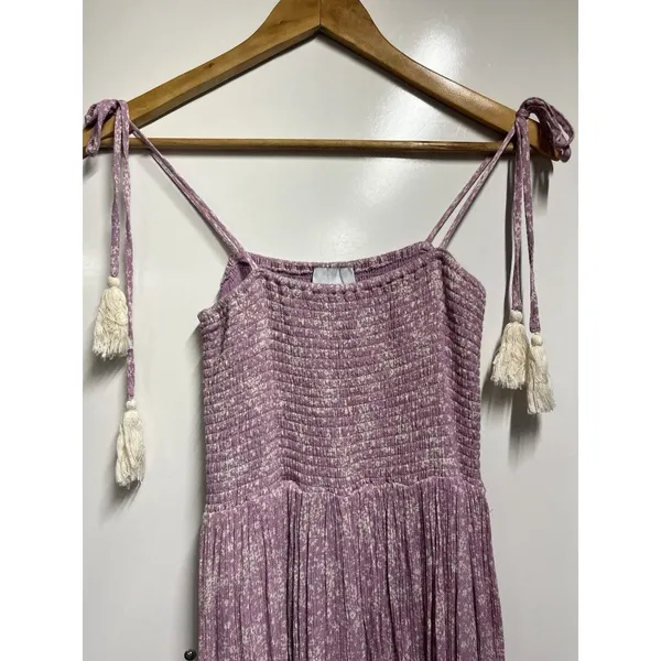 Olia Bradlea Smocked Tassel Tie Shoulders Maxi Dress Women size Medium - Image 2