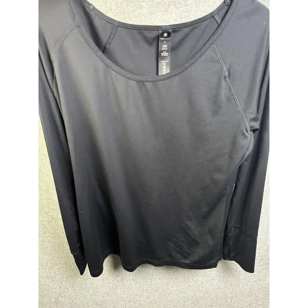 Yogalicious Large Womens Top Black Long Sleeve Stretch Comfort Solid Lightweight - Image 6