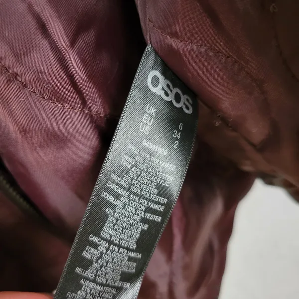 Asos Womens Coat Size 2 Purple Fleece Lined Hooded Drawstring Waist Anorak Coat - Image 9