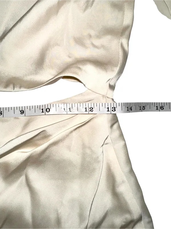 NWT Oh Polly Asymmetric Cut-out Long Sleeve Ivory Mini Dress US 0 - Image 9