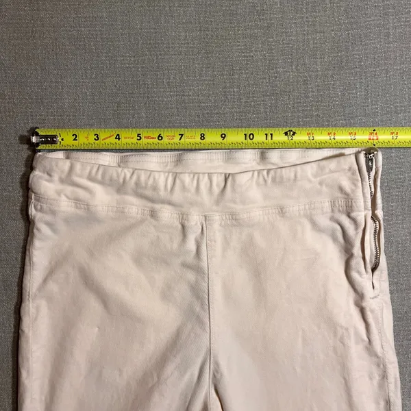 Free People‎ Cream Corduroy Flare Pants High Rise Side Zip Women's Size L - Image 8