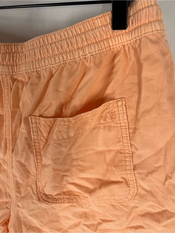 American Eagle High-Waisted Corduroy Sport Shorts Neon Peach Size M - Image 8