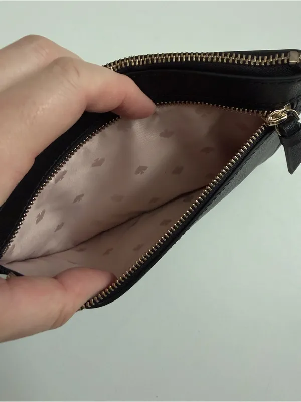 Kate Spade Patrice Wristlet Leather Double Zip Pockets Credit Card Slots Black - Image 11