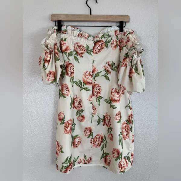 Superdown Revolve Lou Bustier Frill Mini Dress in Nude Floral size Medium $68 - Image 6