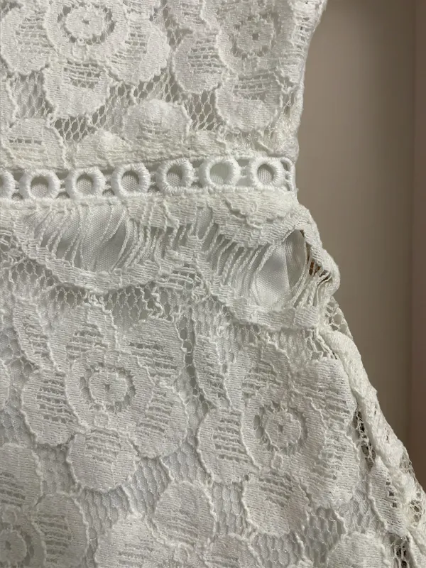 🦢 Blu Pepper Off-White Floral Lace Dress | Women’s Sz Med - Image 8