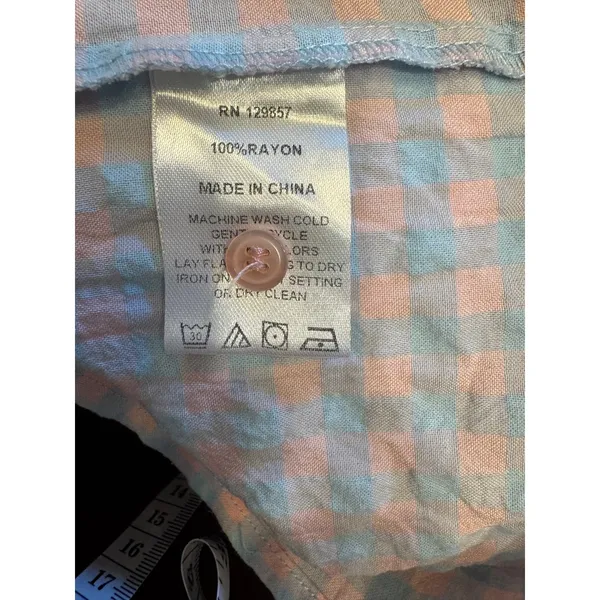 The Shirt by Rochelle Behrens Hillary Dress XS Pastel Gingham Ruffle Sleeve - Image 6