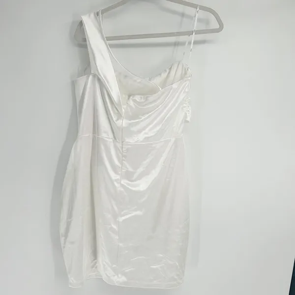 Lulus Womens Celebration Of Love White Satin One Shoulder Bodycon‎ Mini Dress XL - Image 12