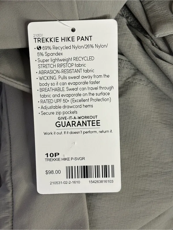 ATHLETA Trekkie Hike Pant silver gray size 10 petite - Image 3
