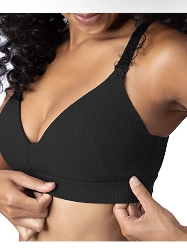 Kindred Bravely Medium NEW Ribbed Signature Nursing Maternity Bra Black - Image 2