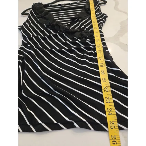 White House Black Market Top Small Womens S Striped Ruffle Wrap Sleeveless Y2K - Image 7