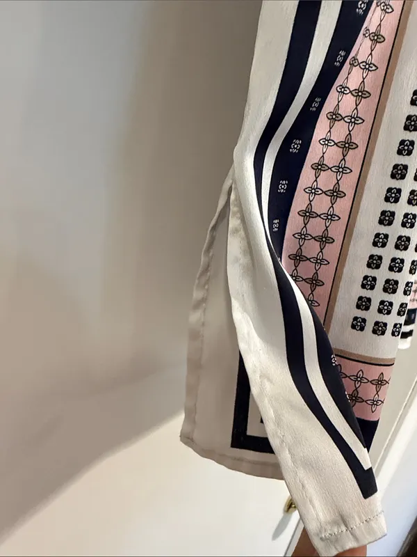 Ann Taylor Sleeveless Printed Tank in White, Navy, and Pink - Image 3