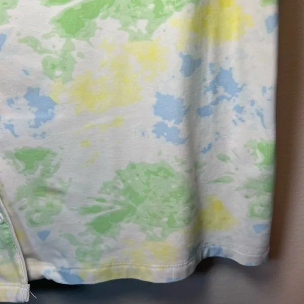 KIKIT 2-Piece Short Lounge Set Pastel Tie Dye Short Sleeve Button Up Shirt Large - Image 7