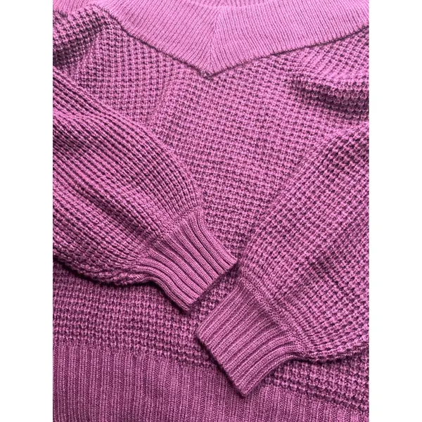 ZENANA Women's Medium Purple Waffle Knit‎ Oversized Cowl Neck Sweater - Image 7