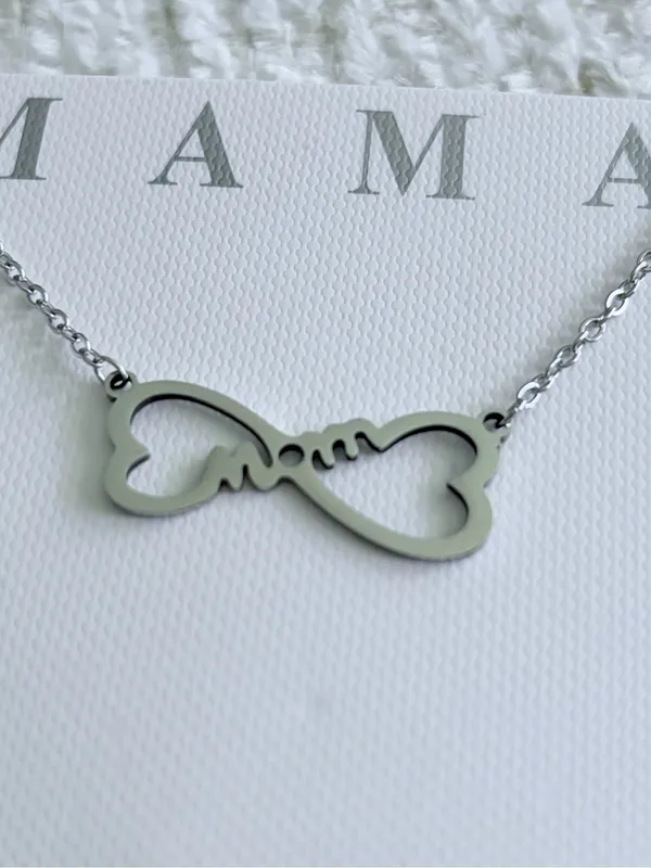 Mama Infinity Heart Necklace New Silver - Image 2