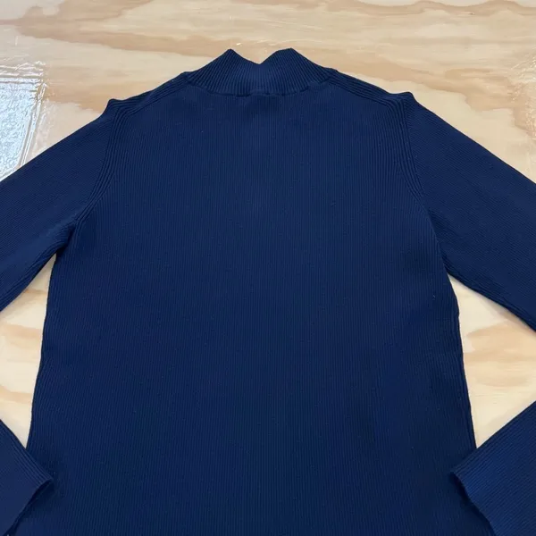 Peter Millar Women’s‎ Quarter Zip Ribbed Pullover Ling Sleeve Sweater Navy Lg - Image 6