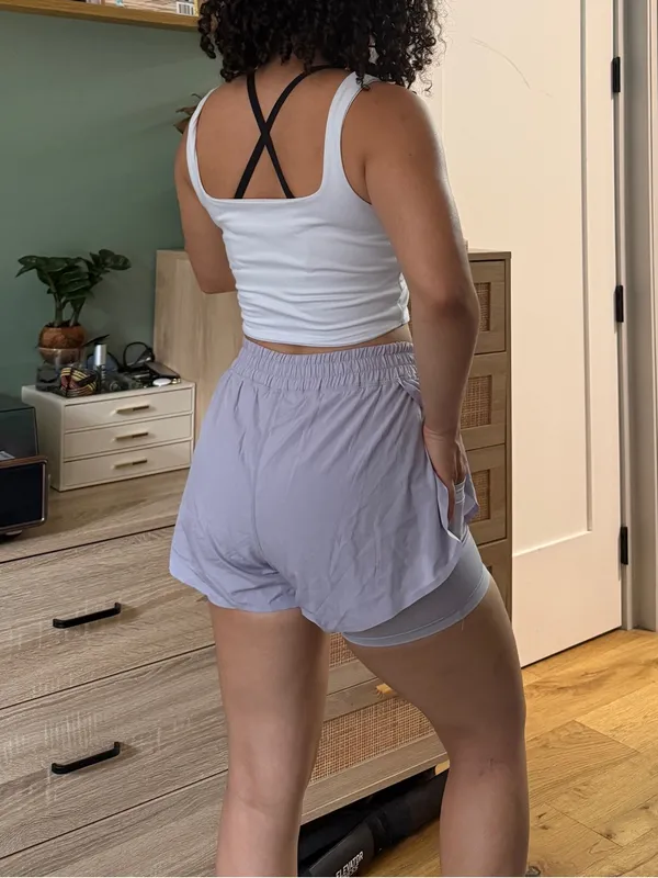 Buffbunny Light Purple Double-Layer Running Shorts - Image 4