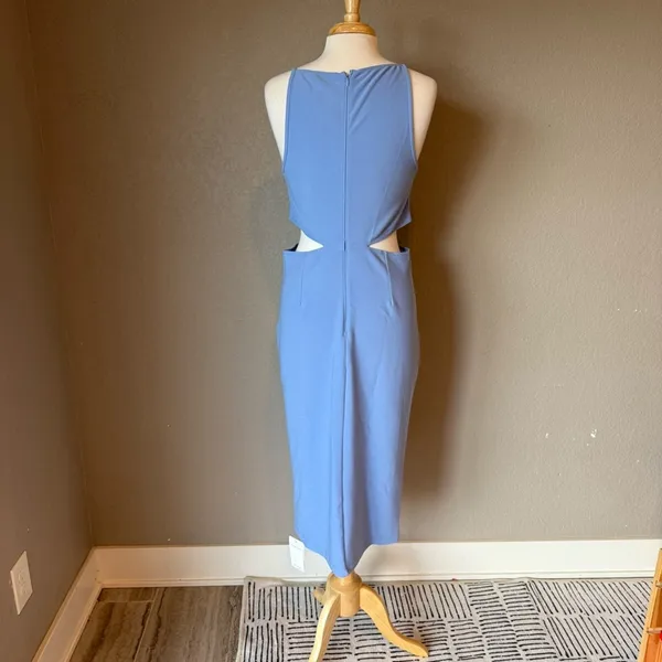 Abercrombie & Fitch Boatneck Side Cutout Midi Dress Blue NWT Large - Image 3