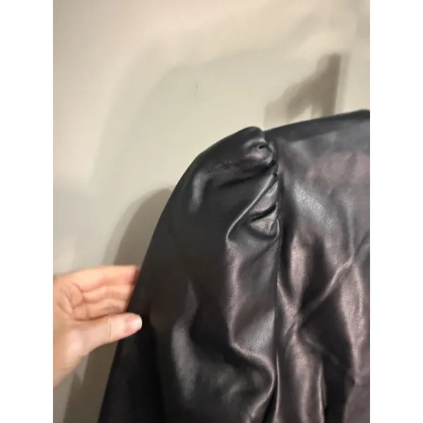 Torn by Ronny Kobo Gemma‎ Vegan Leather Cutout Mini Dress M black chic sleek - Image 13