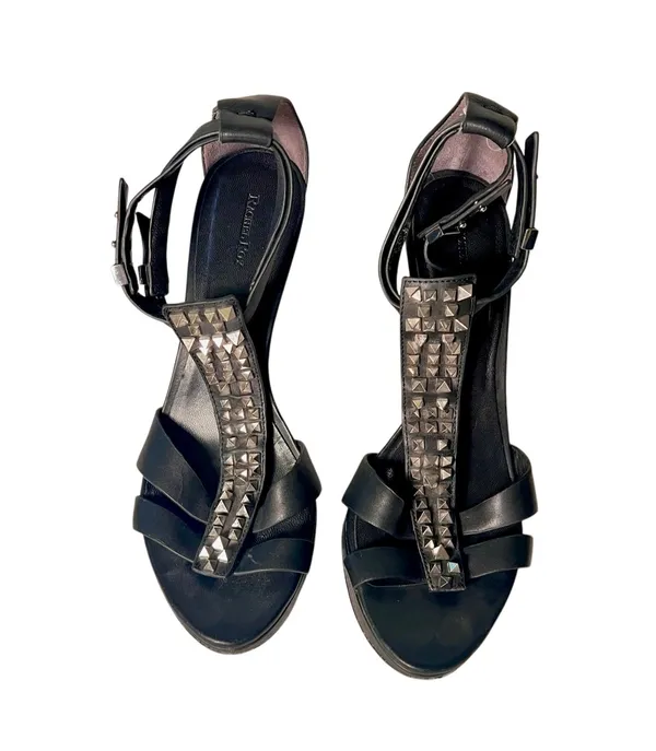 Rachel Roy Black Leather Studded Stiletto Heel Size 8.5 - Image 6