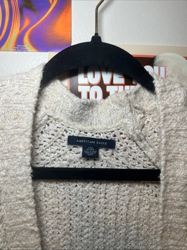 American Eagle Cream Knit Cardigan - Image 3