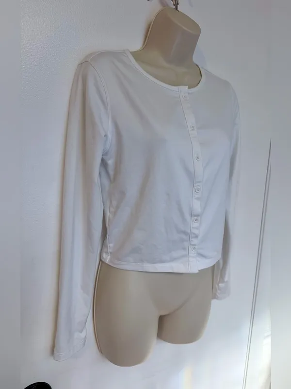 Lot of 2 CRZ YOGA Cloud Jersey Button Cardigans Size S White & Mojave Tan - Image 4