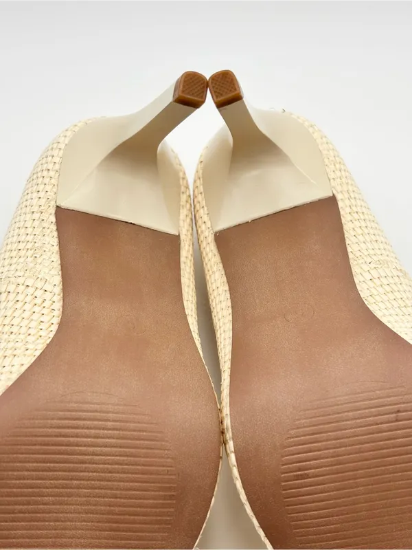 Tahari Cream NIAGRA Vegan Leather 3.75” Woven Upper Stiletto Heels - Image 8