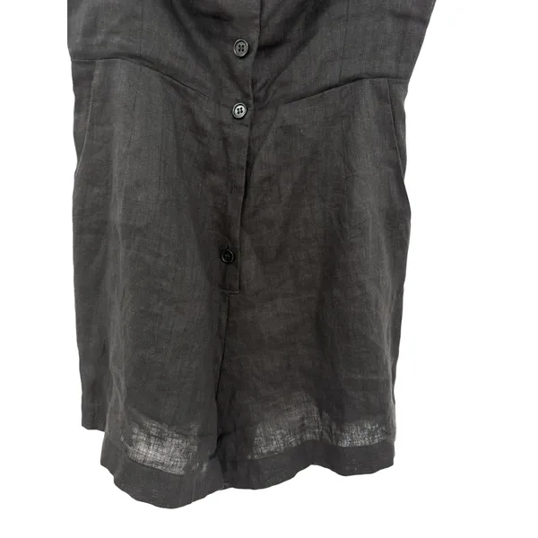 Reformation Blanca Linen Romper Black Button‎ Front Sleeveless Size 00 - Image 5
