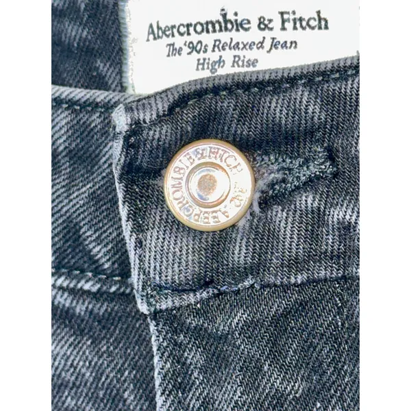 Abercrombie & Fitch Curve Love 90s Relaxed Jean High Rise Black Jeans Size 26 2 - Image 5