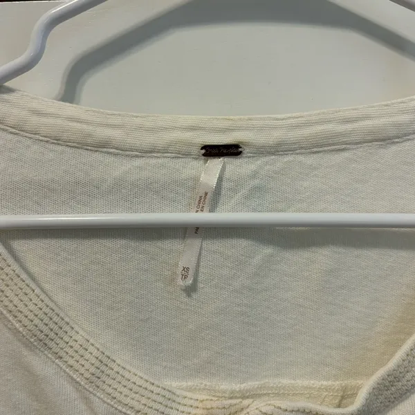 Free People White Button Down Henley Top - Image 7