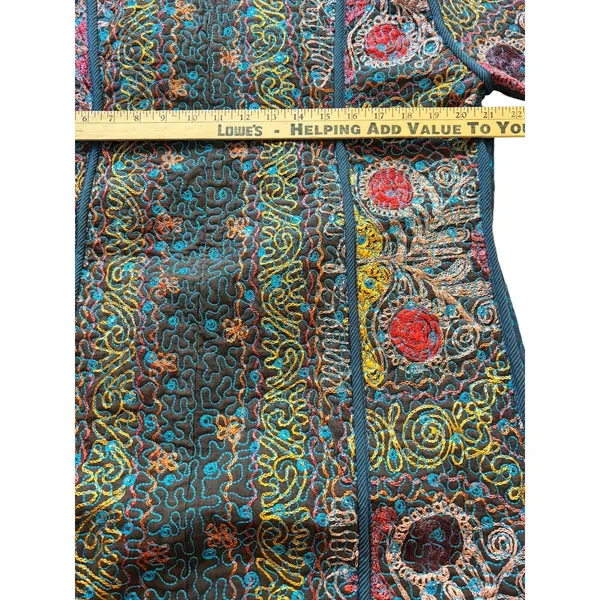 Quilted Embroidered Jacket Boho Artisan Coat Multicolor Statement Piece Multiple Size M - Image 14
