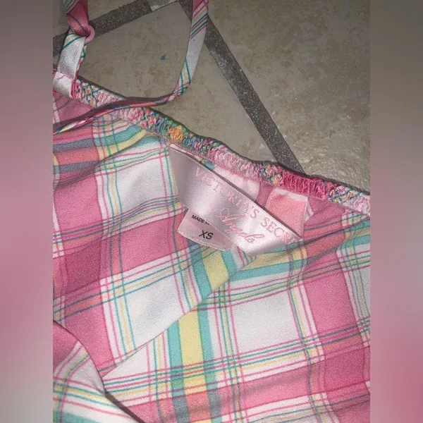 Victoria’s Secret angels plaid satin bow slip spring y2k classic ruffle boho - Image 3