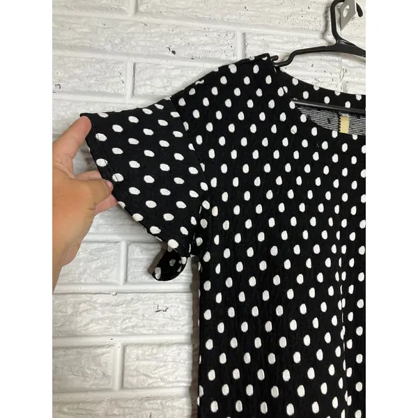 Uncle Frank‎ Polka Dot Dress Womens Small Black White Excellent Flutter Sleeve - Image 2