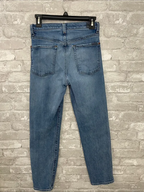 7 For All Mankind Medium Blue High Waist Cropped Straight Jeans - Image 3