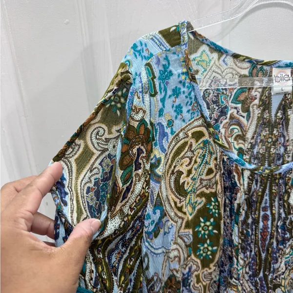 BILA Multicolor Women's Tunic Top Blue Size L - Image 5
