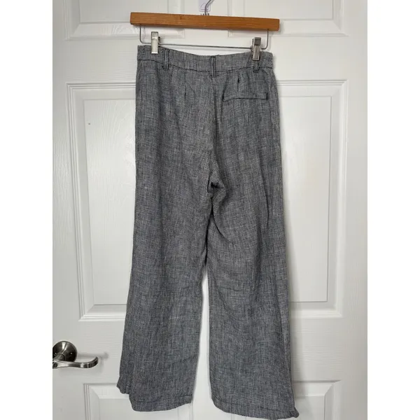 Reformation 100%‎ Linen Wide Leg Pants Houndstooth Black White Size 0 - Image 2