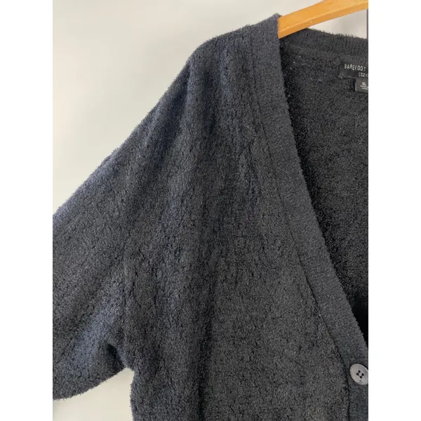 Barefoot Dreams CozyChic Lite Cardigan Black Carbon V-Neck Sweater BDWCL22246 XL - Image 3