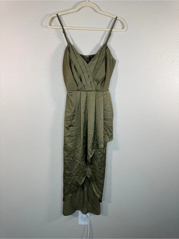 Lulus Green Ruffled Tiered Midi Dress Women S Casual Boho Girly Spaghetti Strap - Image 10