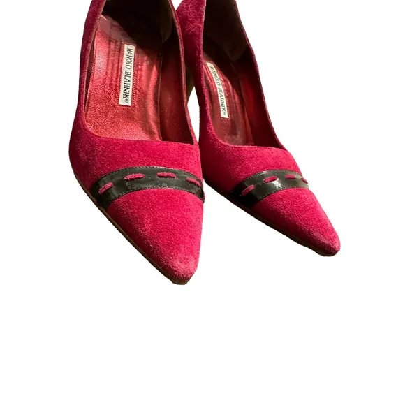 Manolo Blahnik‎ vintage red Suede Pointed Toe Black 38 professional quiet luxury - Image 3