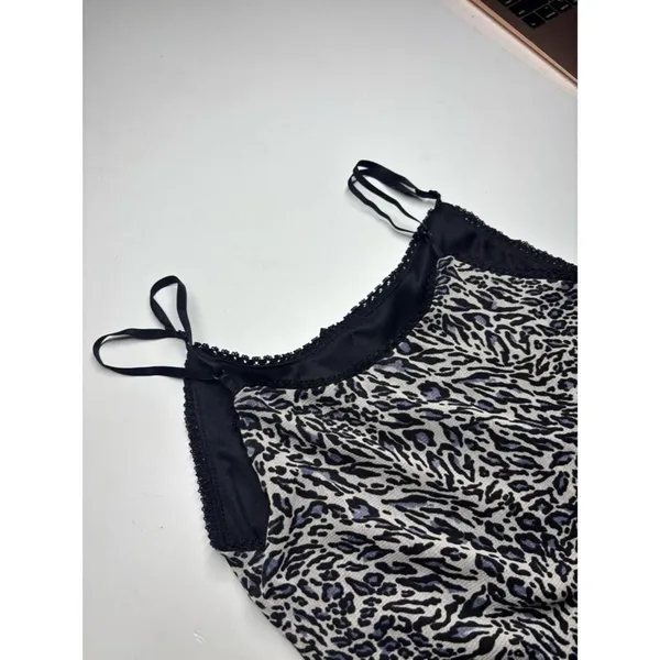 Urban Renewal Black Gray Animal Print Mesh Midi Dress Size M Leopard Zebra Y2K - Image 6