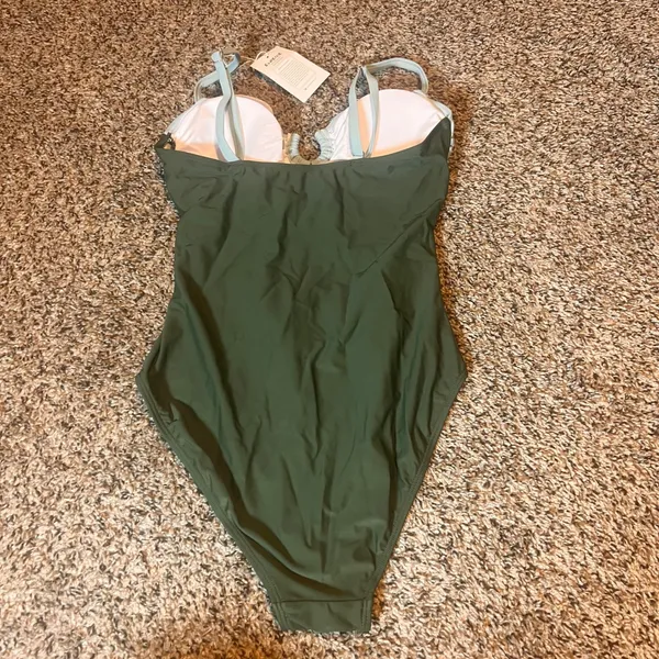 E.M.MENIE One Piece‎ Cutout Swimsuit Women's Green Blue Swimwear - Image 2