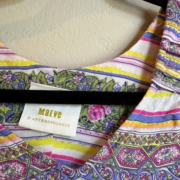 $98 Maeve by Anthropologie Multicolored Ceresco Floral Peasant Blouse XS - Image 4