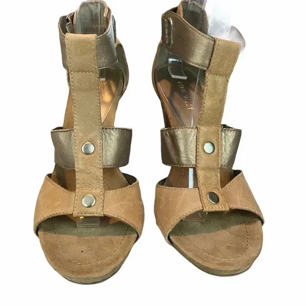 Nine West Leather strappy heeled sandals size 8 - Image 5