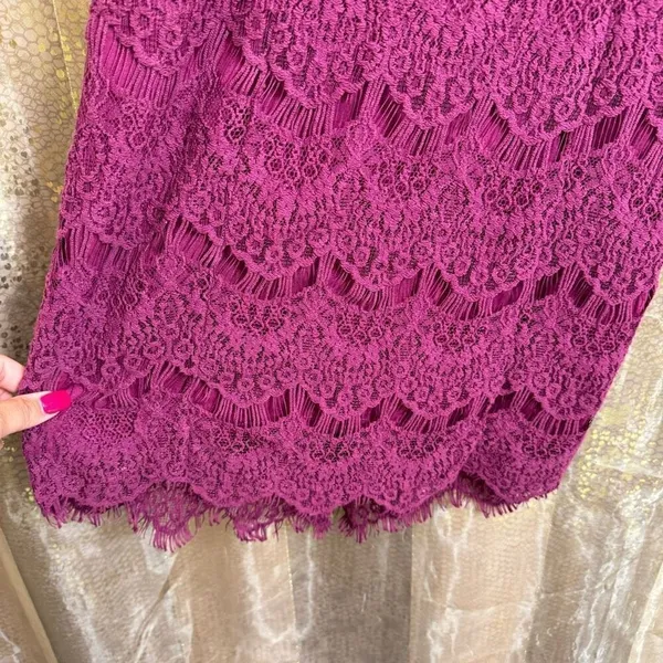 Free People Daydream Lace Magenta Fuchsia Open Back Mini Dress Small - Image 4
