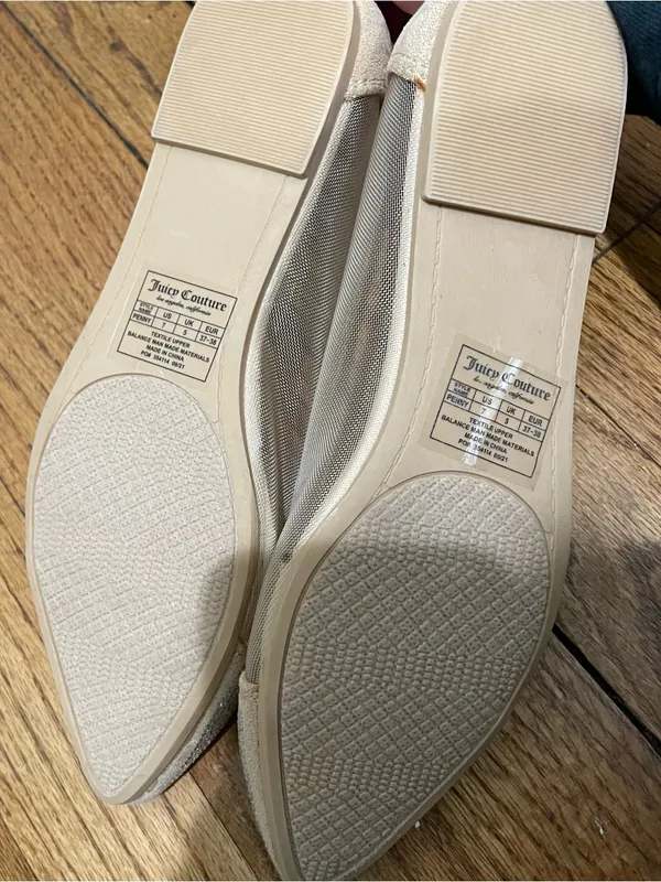 Juicy Couture Penny Rhinestone Mesh Ballet Flats Sheer Beige Womens Size 7 Y2K - Image 9
