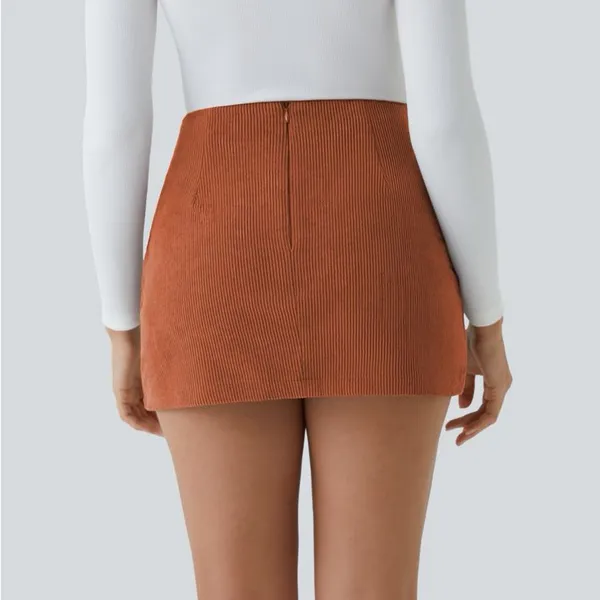 Halara NWT High Waisted 2-in-1 A Line Mini Corduroy Skort Women’s XL Baked Clay - Image 2