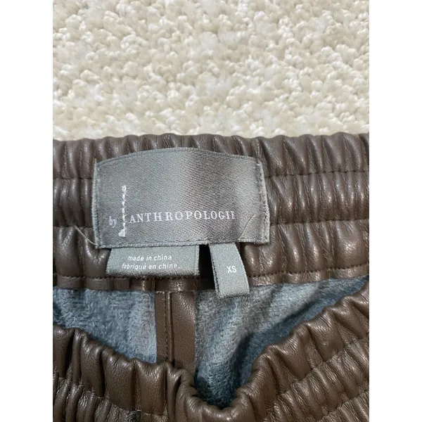 Anthropologie Ankle Pants Brown Faux Leather Drawstring Pockets Women's XS - Image 8
