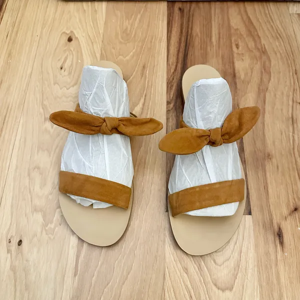 Talbots Tan Leather Knotted Slide Sandals - Image 2