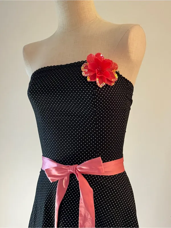 Y2K ruby rox Black Polka Dot Strapless Dress with Pink Accents - Image 2
