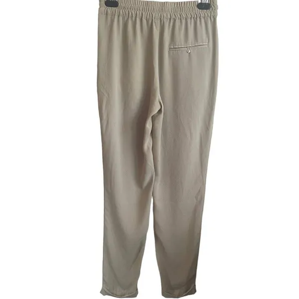 Zara‎ Women Minimalist Crinkle Lounge Pants XS Tan Tapered Elastic Waist Casual - Image 2