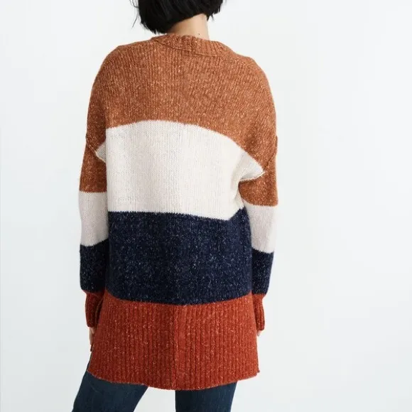 Madewell Women’s Striped Baxter Sweater Tunic‎ Wool Cotton Blend Medium - Image 2